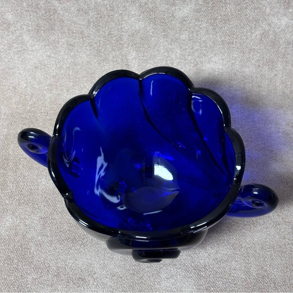 Cobalt Cambridge Glass Sea Shell Sugar Bowl Summit Reproduction - Picture 5 of 7